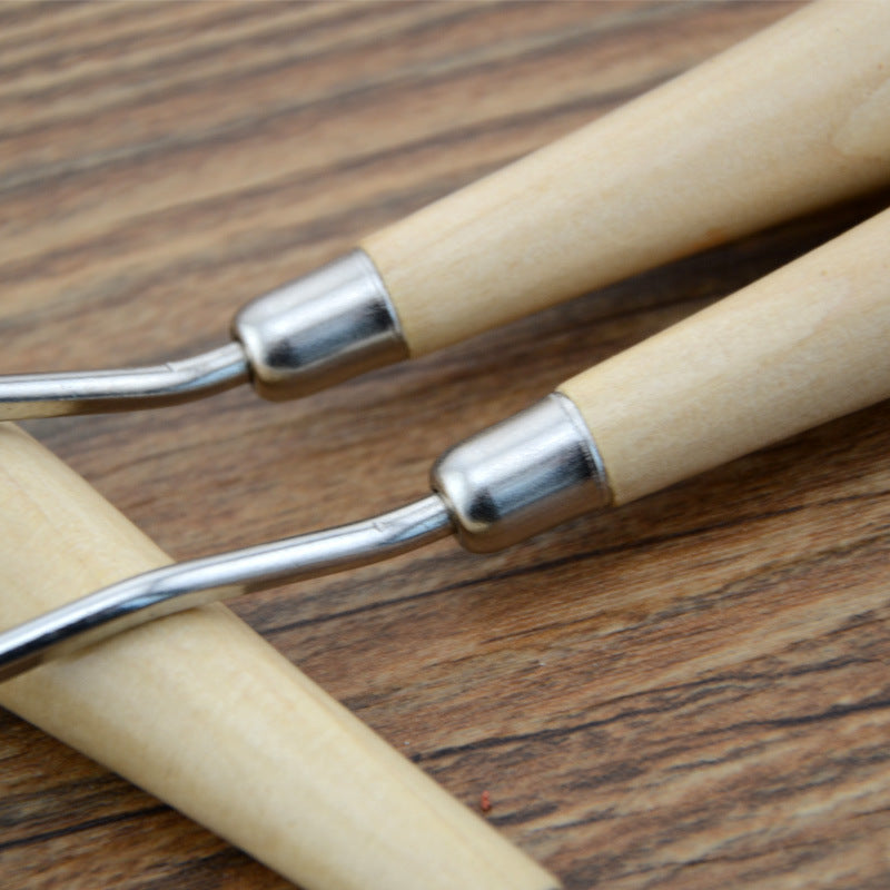 Wig hair extension hook with wooden handle