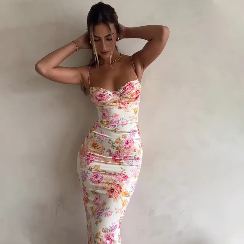 Floral Slim Sleeveless Party Beach Style Dress Summer