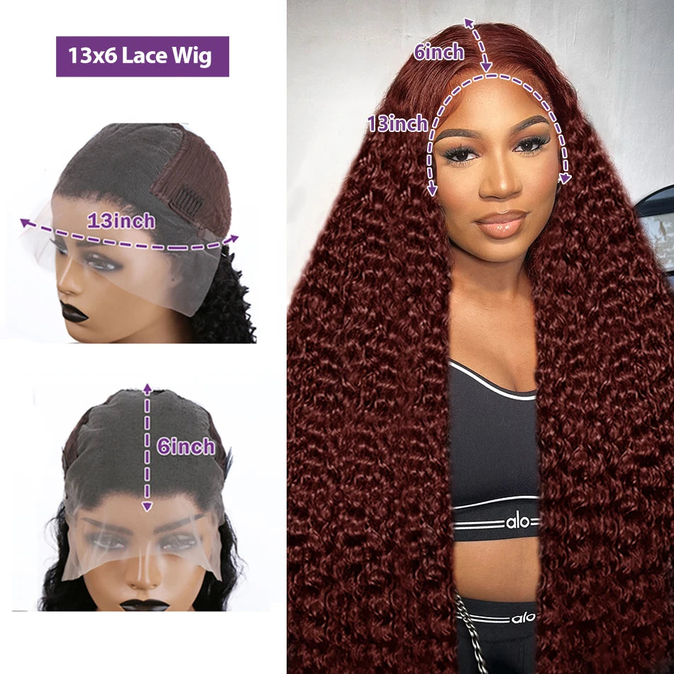 30 40 Inch Reddish Brown 13x6 Lace Frontal Wig 250 Density Colored Curly Wigs Human Hair Deep Wave 13x4 13x7 HD Lace Frontal Wig