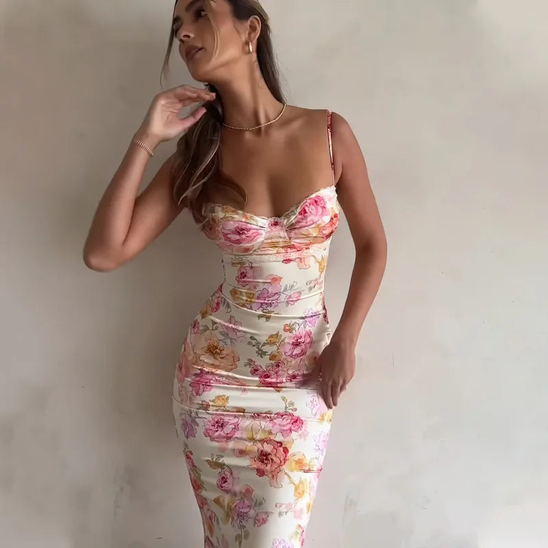 Floral Slim Sleeveless Party Beach Style Dress Summer