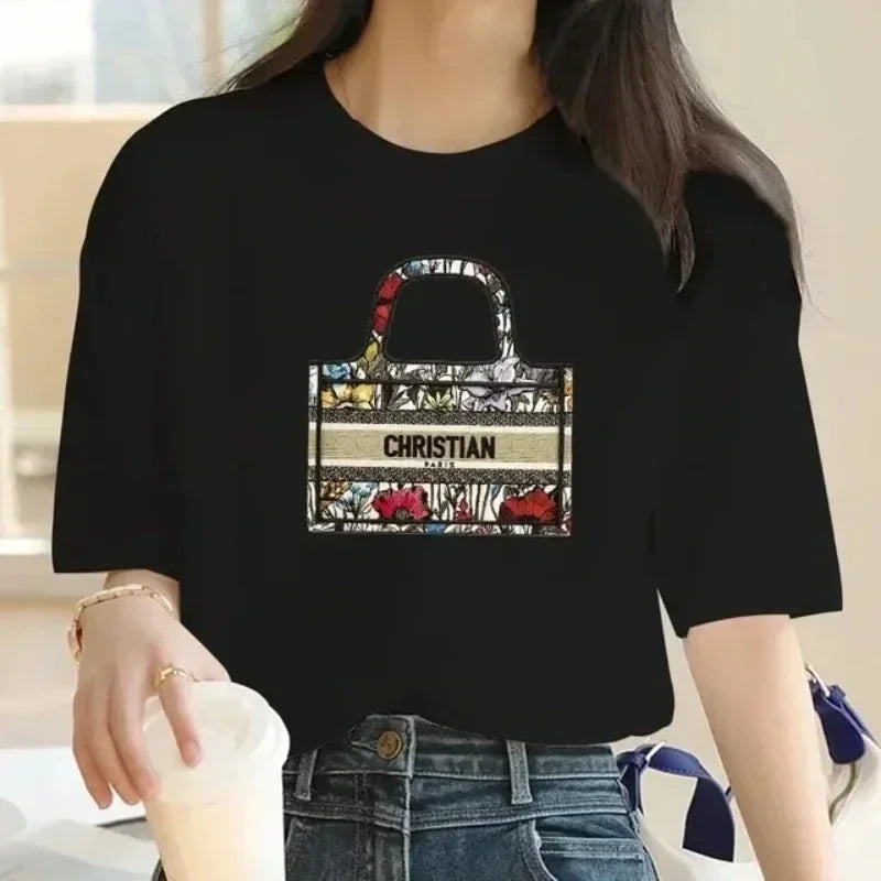 Summer Women's Cartoon Fashion Printed Y2k T-shirt Summer Casual Breathable Clothing Loose T-shirt Soft Top
