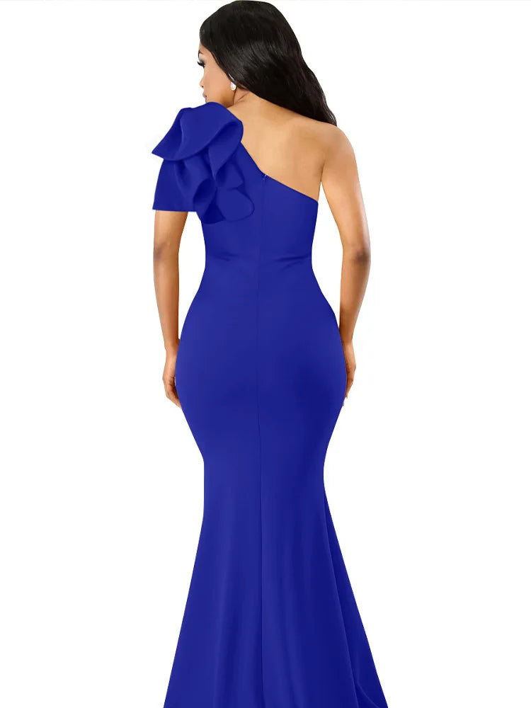 Elegant Summer One Shoulder Dress sleeveless Sloping Shoulders