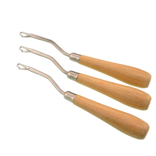 Wig hair extension hook with wooden handle