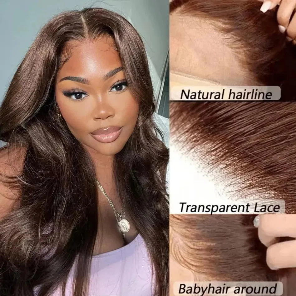 250 Density Human Hair Wigs Chocolate Brown Lace Front Wig Body Wave Wig 13x6 Hd Lace Frontal Wig for Black Women Clearance