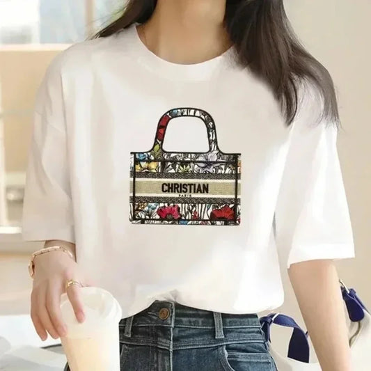 Summer Women's Cartoon Fashion Printed  Y2k T-shirt Summer Casual Breathable Clothing Loose T-shirt Soft Top