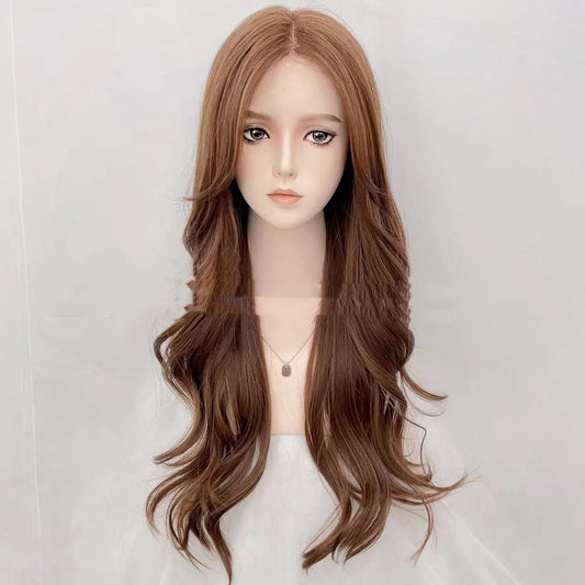 Linen Front Lace Wig Women's Fashion Natural Long Curly Hair