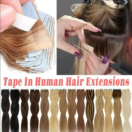 Tape Ins Extension Hair Growth 50g Russian Virgin Remy  Human Hair Extension Wholesaler Price Adhesive Hair Extension Hair Extension